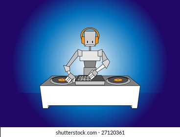 Vector illustration of dj robot.