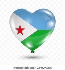 Vector illustration of a DJibouti country love balloon on transparent background (PNG). Flying love balloons for Independence Day celebration. svg