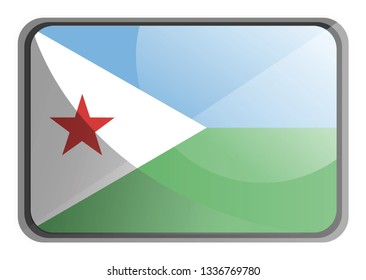 Ilustración vectorial de la bandera de Djibouti sobre fondo blanco.