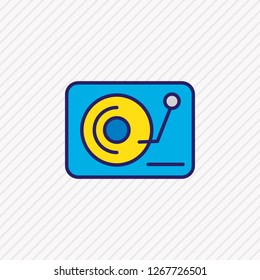 Vector illustration of djing icon colored line. Beautiful hobby element also can be used as vinyl icon element.