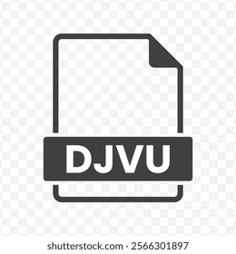 Vector illustration of DJVU file in dark color and transparent background(PNG).