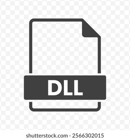 Vector illustration of DLL file in dark color and transparent background(PNG).