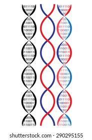 Vector Illustration Of DNA Chain, Binary Idea.