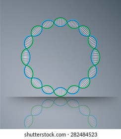 Vector illustration of dna circle strands. science
