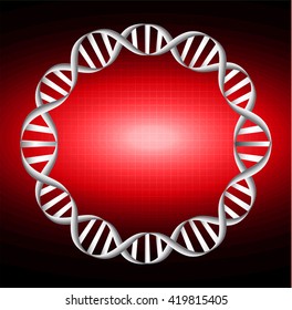 Vector illustration of dna circle strands. science