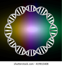 Vector illustration of dna circle strands. science