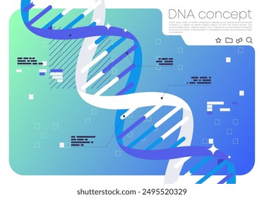 Vector illustration of DNA concept, scientific structure of DNA molecule