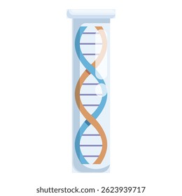 Vector illustration of a dna double helix in a test tube on a white background