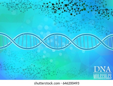 Vector illustration of Dna helix model on blue background