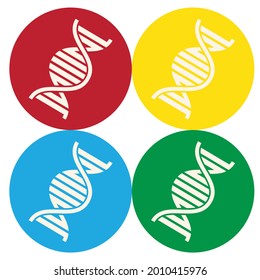 Vector illustration of DNA icon in red, yellow, green, and blue colors.
