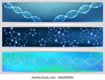 Vector illustration of  Dna and molecule banner concept
