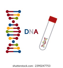 Vector illustration of DNA scientific test graphic. Tube experiment concept.