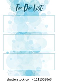Vector illustration of To Do List with abstract winter background. For print notebooks, daily planner for companies and private use. Organizer and Schedule, diary. Cute planner page template.
