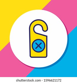 Vector illustration of do not disturb tag icon colored line. Beautiful hotel element also can be used as door hanger icon element.