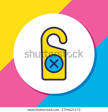 Vector illustration of do not disturb tag icon colored line. Beautiful hotel element also can be used as door hanger icon element.