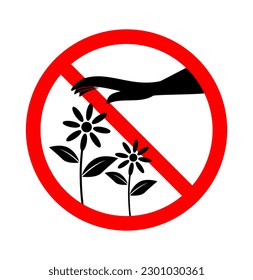 vector illustration of do not pluck flowers symbol on a white background