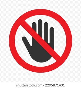 Vector illustration of do not touch icon in dark color and transparent background(png).