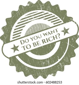 Ilustración vectorial de ¿Quieres ser rico? estampilla de grifo
