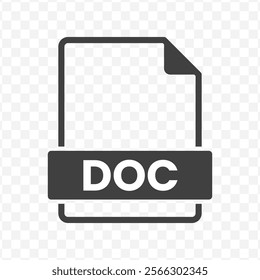 Vector illustration of DOC file in dark color and transparent background(PNG).