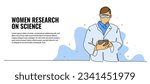 Vector illustration of doctor analyzing scientific research. Modern flat in continuous line style.