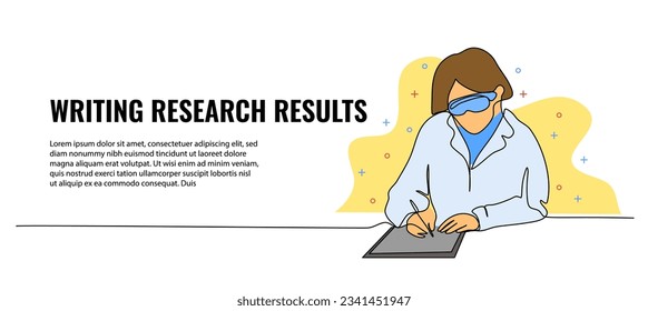 Vector illustration of doctor analyzing scientific research. Modern flat in continuous line style.