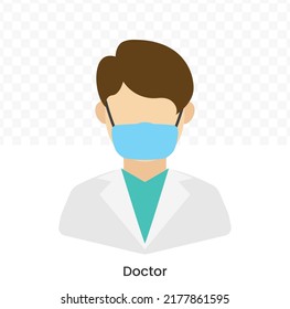 Vector Illustration Of Doctor Avatar In Color On A Transparent Background (PNG). EPS Vector