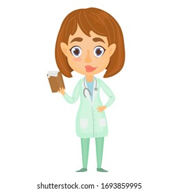  vector illustration with doctor in cartoon style. medical worker. character people.