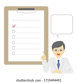 Vector illustration of doctor with checklist