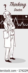  Vector illustration of Doctor Confused Thinking Medical