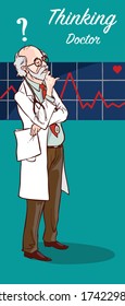  Vector illustration of Doctor Confused Thinking Medical