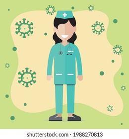 Vector illustration of a doctor. covid-19, coronavirus. Flat icon style.