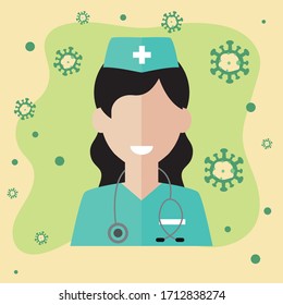 Vector illustration of a doctor. covid-19, coronavirus.Flat icon style.