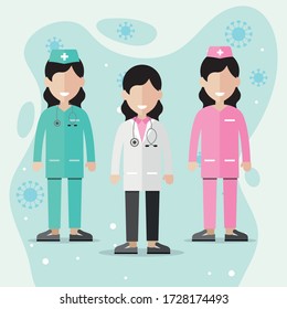 Vector illustration of a doctor. covid-19, coronavirus.Flat icon style.