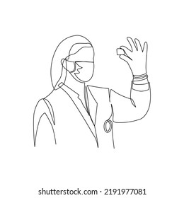 Vector illustration of a doctor drawn in line art style