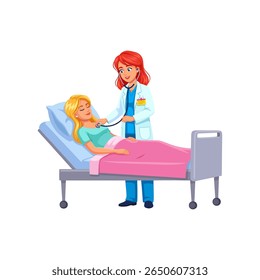 vector illustration of a doctor examining a female patient
