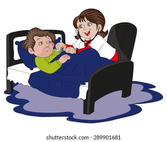 Vector illustration of doctor examining the patient.