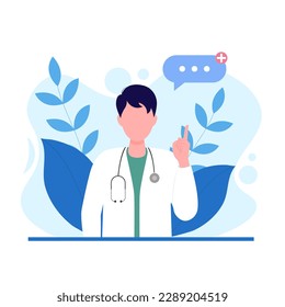 Vector illustration of a doctor. Family doctor. Vector illustration in flat style. Isolated on white background.