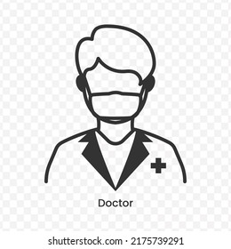 Vector Illustration Of Doctor Icon In Dark Color And Transparent Background(png).