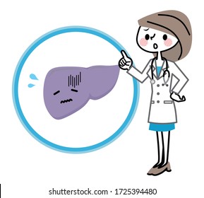 Vector illustration of doctor and liver.