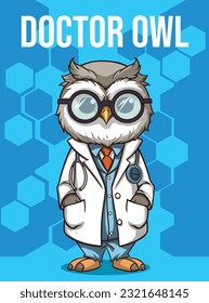 Vector Illustration, Doctor Owl, Animal Clipart