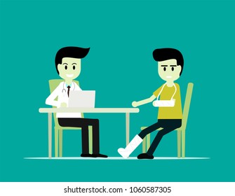 Vector illustration of Doctor and patients