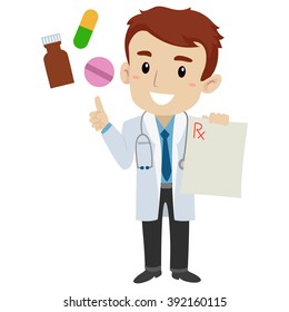 Vector Illustration of a Doctor showing a result