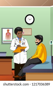 A vector illustration of Doctor Talking to a Patient 