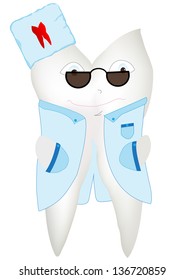 The vector illustration Doctor tooth in a dressing gown