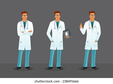 Vector illustration of Doctor in various poses