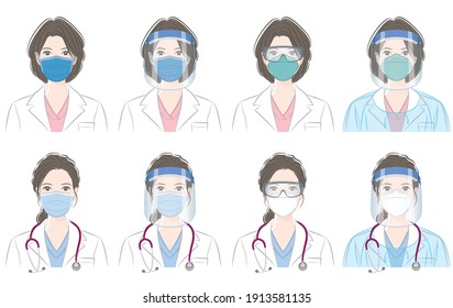 Vector illustration of the doctor. Virus infection countermeasures. Healthcare worker.