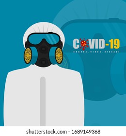 Vector illustration of a doctor wearing a Hazardous Material Suit for template design