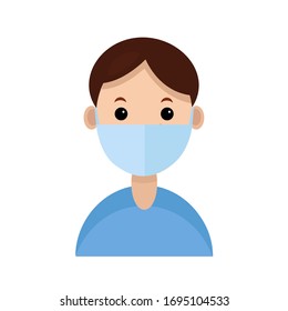 Vector illustration of a doctor, wearing mask to protecting from virus. covid-19,coronavirus.Flat icon style.