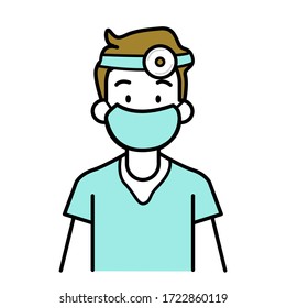 Vector illustration of doctor Wearing Medical Mask