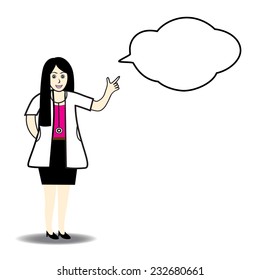 Vector illustration of Doctor woman thinking